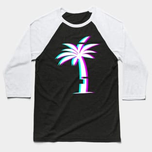 Glitch Aesthetic Vaporwave Palm Tree Baseball T-Shirt